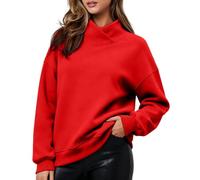 Women'S Sweatshirts Uk,Elegant High Neck Casual Sweatshirt-Solid Color Hoodless Knit Top For Everyday Comfort And Modern