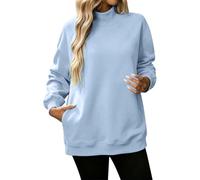 Women'S Sweatshirts Uk,Hoodless Sweatshirt With Hidden Pocket Cozy Japanese Style Top For Everyday Comfort Contemporary For All Seasons