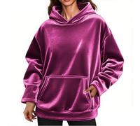 Womens Sweatshirts UK Plain Solid Plus Size Hoodie Comfy Soft Velvet Ladies Jumper Long Sleeve Hooded Tunic Tops Winter Warm Loose Oversized Velour Pullover