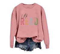 Women'S Sweatshirts Uk,Reading Book Sweatshirt Women Let'S Read Graphic Long Sleeve Shirts Crewneck Teacher Library Bookish Pullover Tops