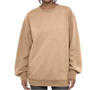 Women's Sweatshirts, Womens Oversized Sweatshirt Solid Color Long Sleeve Shirt Crewneck Pullover Sweater Autumn Winter Clothes Gifts for Mum,Camel,XXL,u18a
