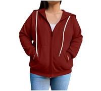 Women's Sweatshirts Zip Up Hoodies Long Sleeve Hooded Sweatshirts With Pocket Drawstring Womens Solid Color Block Zip Up Hoodie Sweatshirt Ladies Casual Long Sleeve Jacket with Pockets