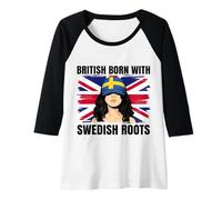 Womens Swedish Roots British Born Girl Pride Sweden Heritage Raglan Baseball Tee