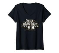 Womens Sweet as Strawberry Wine Country V-Neck T-Shirt