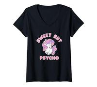 Womens Sweet But Psycho For A Crazy Unicorn Fan V-Neck T-Shirt