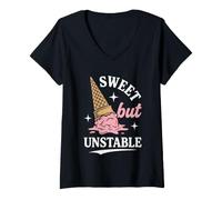Women's Sweet But Unstable -Funny Saying Novelty Food Cute Ice Cream V-Neck T-Shirt