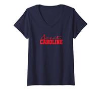 Womens Sweet Caroline Script R V-Neck T-Shirt
