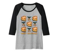 Womens Sweet Halloween Cake and Bat Cute Spooky Party Graphic Girls Raglan Baseball Tee