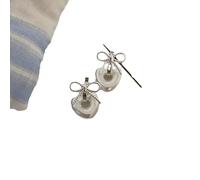 Women's Sweet Heart-Shaped Earrings with Butterfly Bow Detail - Pearl-Accented Dainty Stud Earrings, Romantic Cute Jewelry, Versatile Accessory for Daily & Casual Outfits, Gift for Friends