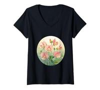 Women's Sweet Pea Birth Month Flower Elegance V-Neck T-Shirt