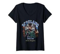 Women's Sweet Scottish Deerhound Dog Pair Whiskey Love Scotland V-Neck T-Shirt