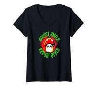Womens Sweet Smile Repeat Style Cute Kawaii Mushroom Graphic V-Neck T-Shirt