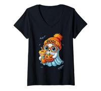 Womens Sweet Spirit Halloween Creepy Ghost & Ghosts Outfit V-Neck T-Shirt