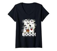 Womens Sweet Spirit Halloween Creepy Ghost & Ghosts Outfit V-Neck T-Shirt
