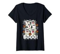 Womens Sweet Spirit Halloween Creepy Ghost & Ghosts Outfit V-Neck T-Shirt