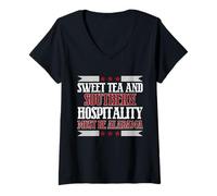 Womens Sweet Tea and Southern Hospitality Must Be Alabama V-Neck T-Shirt