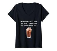 Womens Sweet Tea Patriot Don't Drink The Socialist CoolAid Kool-Aid V-Neck T-Shirt