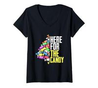 Women's Sweet Tooth Candy Connoisseur Gummy Wrapper Quote V-Neck T-Shirt