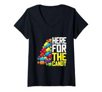 Women's Sweet Tooth Candy Connoisseur Gummy Wrapper Quote V-Neck T-Shirt