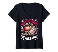 Women's Sweetest Apple in the Patch Orchard Apple Picking Fall V-Neck T-Shirt