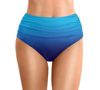 Women's Swim Bottom Solid Color High Waist Retro Basic Full Coverage Bikini Tankini Swimsuit Briefs Waist Length Pleated Beach Bottoms Solid Color Swim Briefs Suit Bottoms for Women Girls Teens
