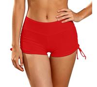 Women's Swim Bottoms Tummy Control High Waisted Swimming Shorts with Side Drawstring Colorful Beach Swim Shorts for Women Full Coverage Ruched Boy Shorts Swimwear
