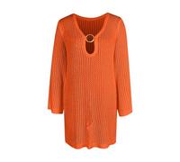 Women's Swim Cover-ups & Sarongs, Knitted Beach Cover Up Hollow Out V-Neck Crochet Dresses Beachwear Bikini Cover Up Sarong Bathing Suit Loose Summer Kaftan Plus Size Bohemian Dress Swimsuit Orange