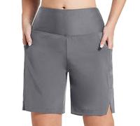 Womens Swim Shorts with Pockets, Swimming Bottoms for Women Grey