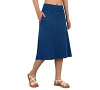 Women's Swim Skirts with Leggings 26" Midi Length Modest Long Skirted Bottom Swimwear with Zipper Pockets, Blue, Medium
