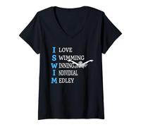 Womens Swim Swimmer T Shirt Funny Swimming Girls Sport USA Flag Tee V-Neck T-Shirt