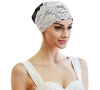 Womens Swimming Cap Ladies Waterproof Swim Cap Lace Flower Swimming Hat Bathing Caps Comfortable Beach Surfing Ears Protection Caps Super Elastic Turban Swim Hat for Long Hair Short Hair