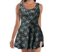 Women's Swimming Costumes UK One Piece Swimsuits for Women Modest Tummy Control Swimdress Vintage Bathing Suits Skirt Swimwear