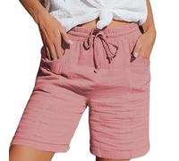Womens Swimming Shorts Knee Length Cropped Trousers Ladies Solid Drawstring Hot Pants with Pockets Half Length Capri Bermuda Shorts My Orders Pink