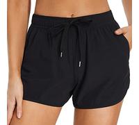 Womens Swimming Shorts Swim Trunks High Waist Swimming Bottoms with Liner Quick Dry Boardshorts Girls Swim Short Swimbottom for Older Women Sport Yoga Shorts Black