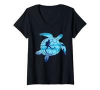 Womens Swimming Turtle Scuba Diver Underwater Dive Diving V-Neck T-Shirt