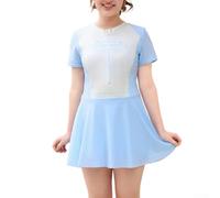 Women's Swimsuit, Conservative Two Piece Slimming Plus Size High-End Student Swimming Costume for Hot Springs and Pool(26041 Light Blue)