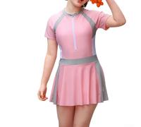 Women's Swimsuit, Conservative Two Piece Slimming Plus Size High-End Student Swimming Costume for Hot Springs and Pool(26071 Light Pink)