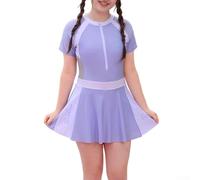 Women's Swimsuit, Conservative Two Piece Slimming Plus Size High-End Student Swimming Costume for Hot Springs and Pool(26071 Light Purple)