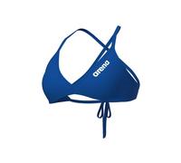 ARENA Performance Team Solid Bikini Top for Women, Sporty for Pool, Quick Dry Swimwear, Maxfit Eco Chlorine Resistant Fabric, UV Protection and Lined Front Fabric Royal-White