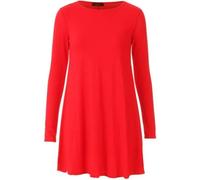 Womens Swing Dress Long Sleeve Round Neck Plain & Printed Flared Midi Dress Elegant Comfortable Casual Wear Ladies Party Outfit Clothing UK Sizes 8-26