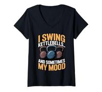 Women's Swing Kettlebells Bodybuilding Lifting Gym Lovers Kettlebell V-Neck T-Shirt