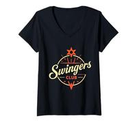 Womens Swingers Club Swinger Lifestyle Naughty Adult Humor Graphic V-Neck T-Shirt