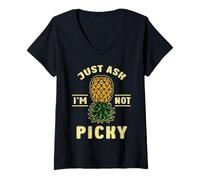 Womens Swinging Pineapple Upside Down Swinger Just Ask Not Picky V-Neck T-Shirt