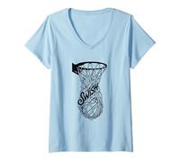 Women's Swish Basketball Through and in The NET Scoring V-Neck T-Shirt