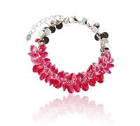 Womens Swiss Crystal Elements, Cut Glass Beads Cluster Jewellery Bracelet 14K Gold & Silver Rhodium. Topaz, Cerise Pink & Violet. Precious Jewelry for Special Occasion & Cocktail Party,Under £20