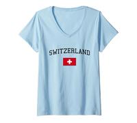 Women's Swiss Flag Men Women Kids Switzerland V-Neck T-Shirt