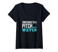 Womens Switched to A Pitch Witch Funny Theremin Player Thereminists V-Neck T-Shirt
