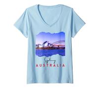 Womens Sydney Australia Tourist Souvenir Famous Opera House Harbour V-Neck T-Shirt