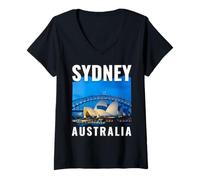 Womens Sydney Australia Tourist Souvenir Famous Opera House Harbour V-Neck T-Shirt