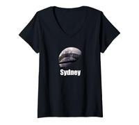Women's Sydney Harbour Bridge and Moon V-Neck T-Shirt